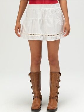 RSQ White Tiered Mini Skirt with Eyelet Trim Size Medium NWT